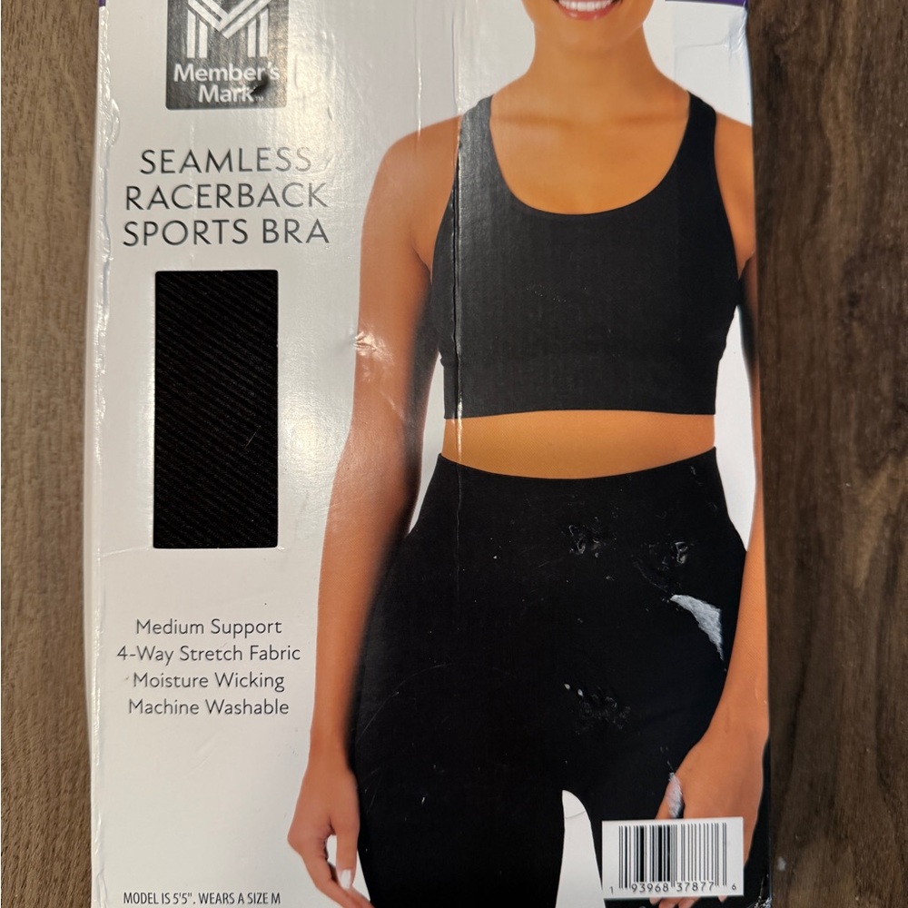 Member's Mark Women’s size XXL Black Seamless Racerback Sports Bra. NWT!